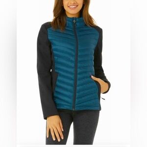 32 Degrees Womens Mixed Media Jacket (Dark Teal, XXL) / Lightweight Puffer